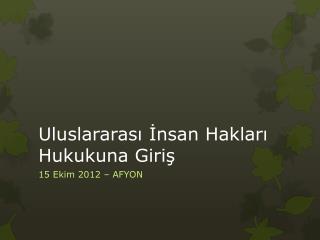 uluslararas nsan haklar hukukuna giri