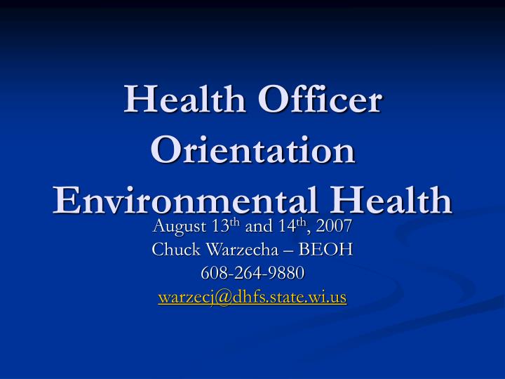health officer orientation environmental health