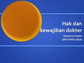 hak dan kewajiban dokter