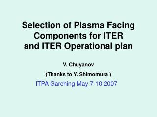 ITPA Garching May 7-10 2007