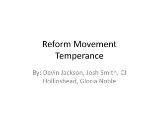Reform Movement Temperance