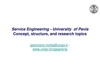 Service Engineering - University of Pavia Concept, structure, and research topics
