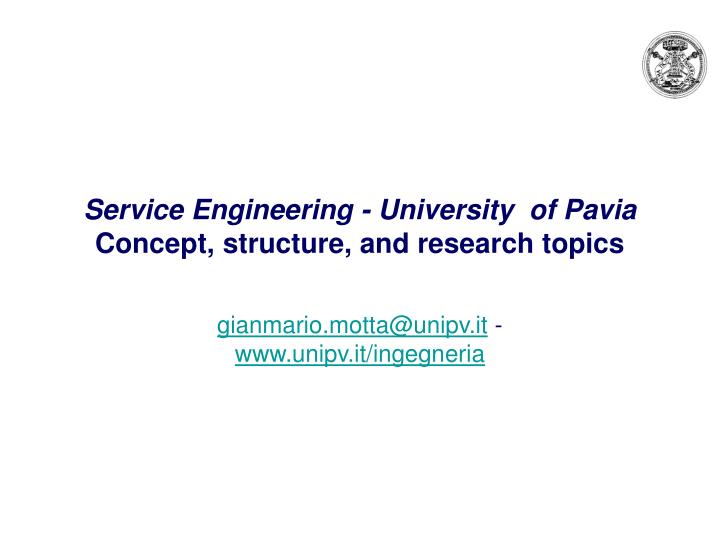 service engineering university of pavia concept structure and research topics