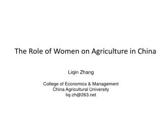 The Role of Women on Agriculture in China