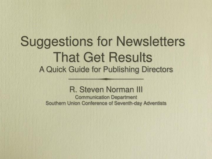 suggestions for newsletters that get results