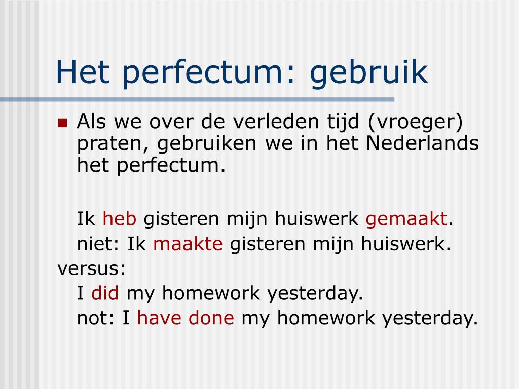 PPT - Het perfectum: gebruik PowerPoint Presentation, free download ...