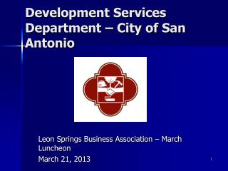 Development Services Department – City of San Antonio