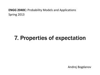 7. Properties of expectation