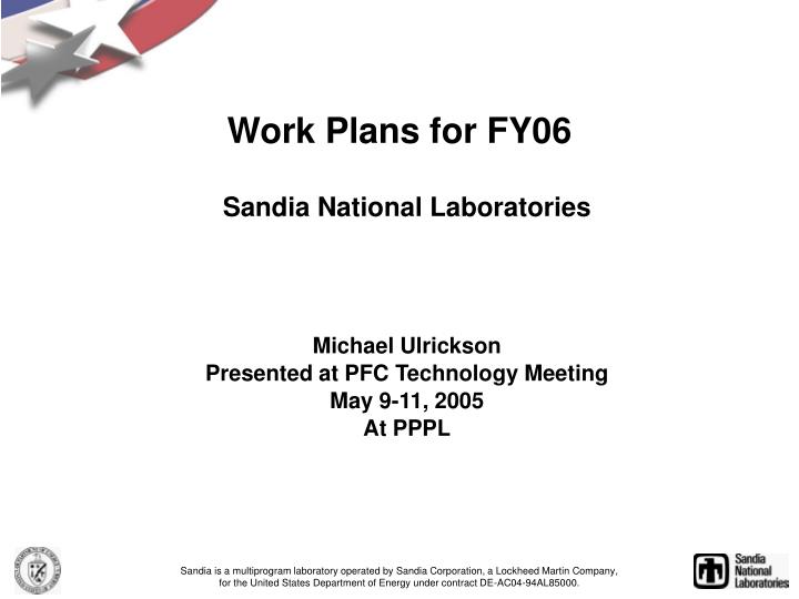 work plans for fy06