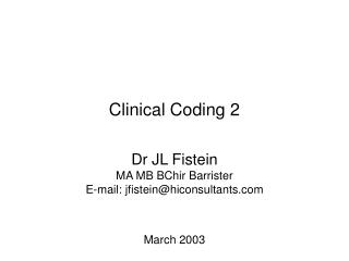 Clinical Coding 2