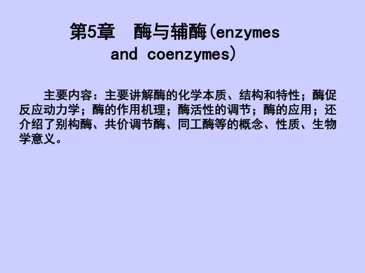 5 enzymes and coenzymes