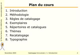 plan du cours