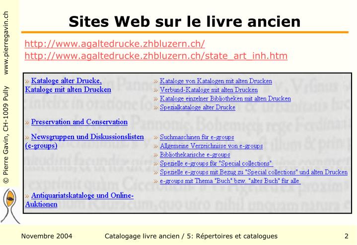 sites web sur le livre ancien