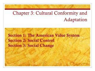 Chapter 3: Cultural Conformity and Adaptation
