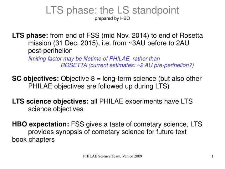 lts phase the ls standpoint prepared by hbo