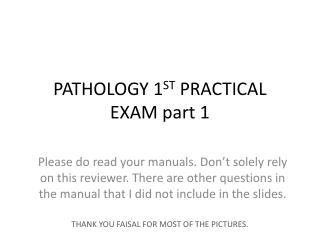 PATHOLOGY 1 ST PRACTICAL EXAM part 1