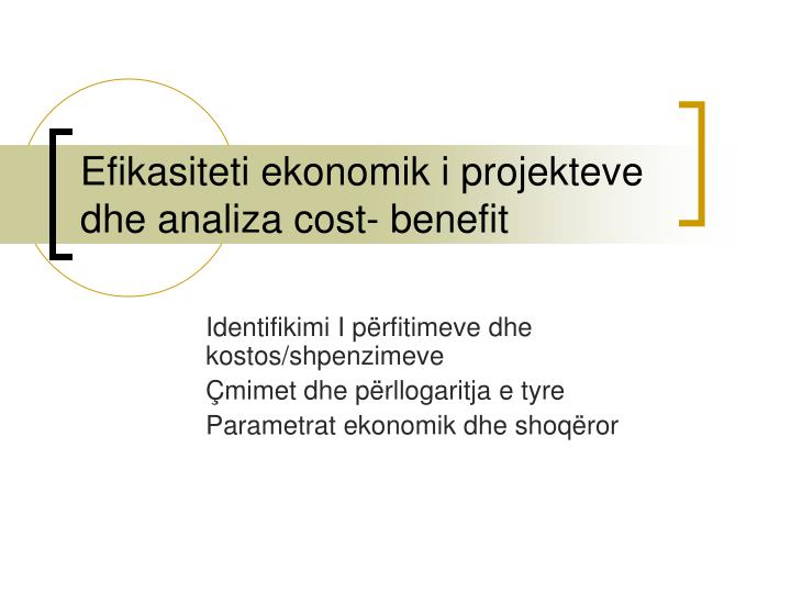 efikasiteti ekonomik i projekteve dhe analiza cost benefit