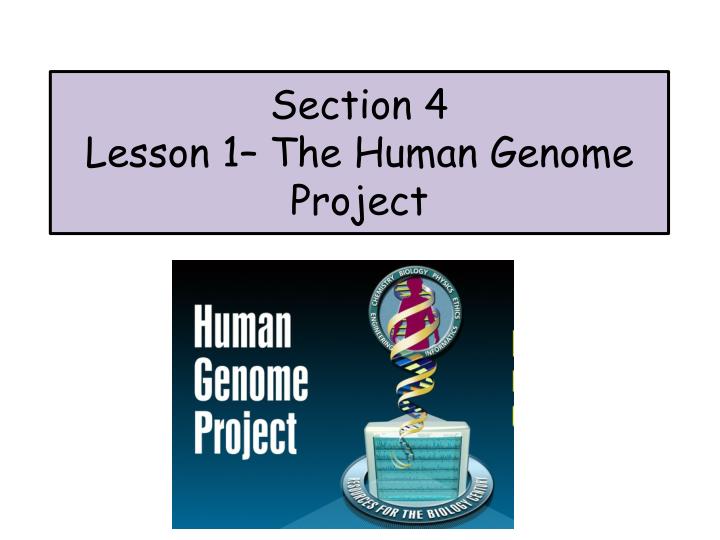 section 4 lesson 1 the human genome project
