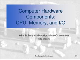Computer Hardware Components: CPU, Memory, and I/O