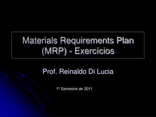 materials requirements plan mrp exerc cios