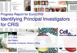 Progress Report for EuroCRIS: Identifying Principal Investigators for CRIS