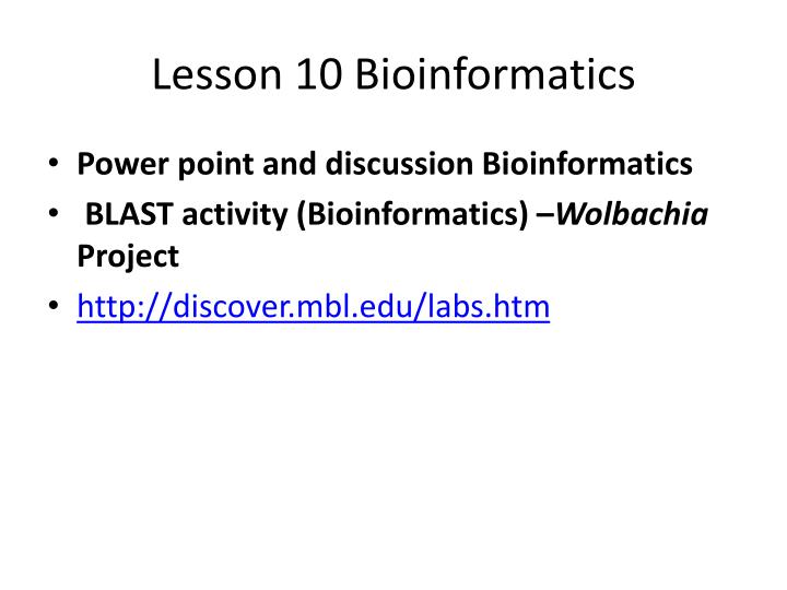 lesson 10 bioinformatics