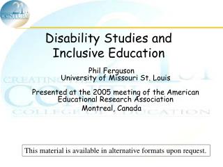 Disability Studies and Inclusive Education