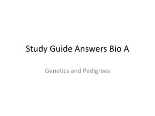 Study Guide Answers Bio A
