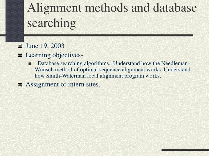 alignment methods and database searching