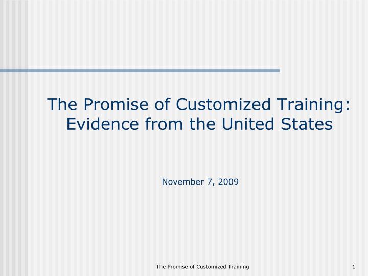 the promise of customized training evidence from the united states
