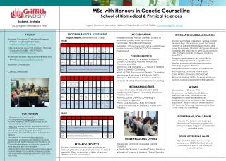 MSc with Honours in Genetic Counselling School of Biomedical &amp; Physical Sciences