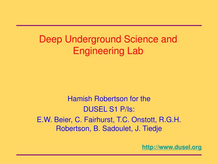 deep underground science and engineering lab