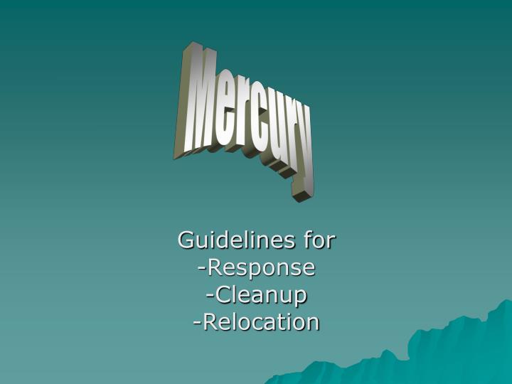 guidelines for response cleanup relocation