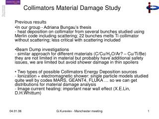 Collimators Material Damage Study