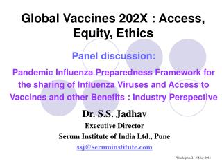 Global Vaccines 202X : Access, Equity, Ethics