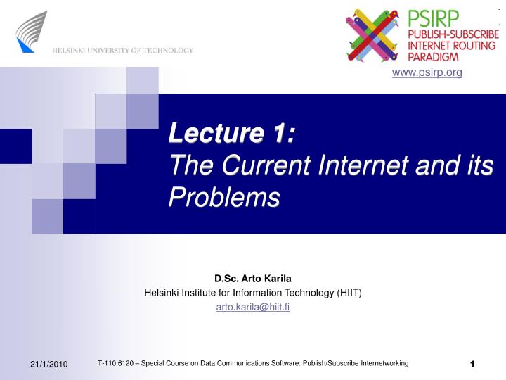 lecture 1 the current internet and its problems