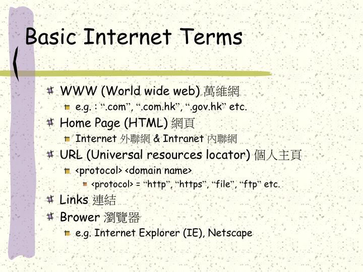 basic internet terms