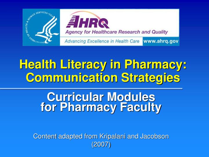 health literacy in pharmacy communication strategies