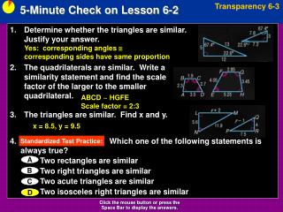 5-Minute Check on Lesson 6-2