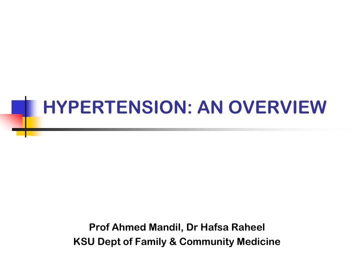 hypertension an overview