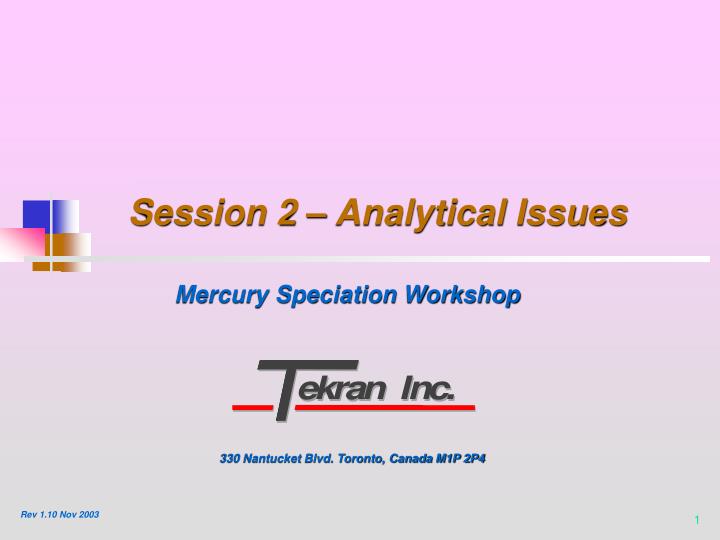 session 2 analytical issues