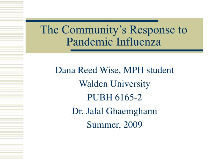 the community s response to pandemic influenza