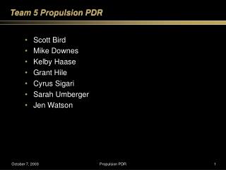 Team 5 Propulsion PDR