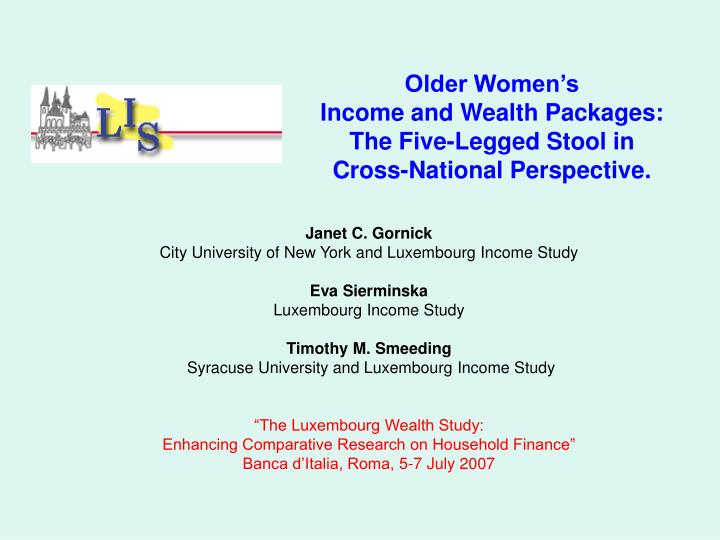 older women s income and wealth packages the five legged stool in cross national perspective