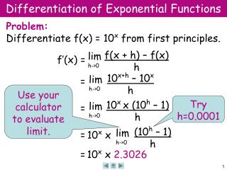 Differentiation of Exponential Functions