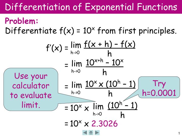 differentiation of exponential functions
