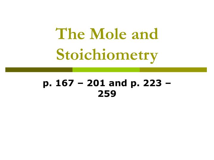 the mole and stoichiometry