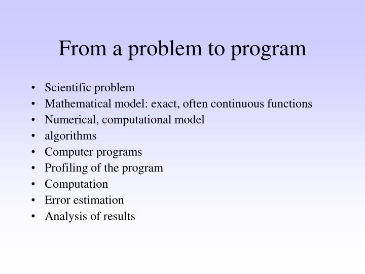 from a problem to program