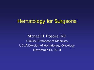 Hematology for Surgeons