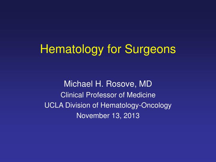 hematology for surgeons